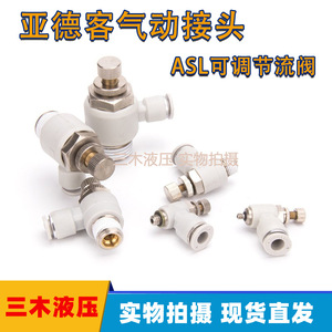 Válvula de Control de Velocidad de Cilindro Decker, Conector de Tubería de Aire/Gas de 1/4 Pulgadas, PSL ASL8 02 M5 02 03 - Product Image 5