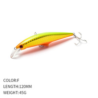 Leurre de pêche en métal Minnow 120 mm 45 g avec yeux 3D, appât de fond pour la pêche au bar et au brochet en eau salée