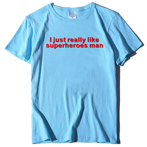 Red I Just Really Like <strong>Superheroes</strong> Man Print <strong>Tshirts</strong> Summer Fashion Clothing Cotton Girls Tops Baggy Crew Neck Women <strong>Tshirt</strong> - Product Image 4