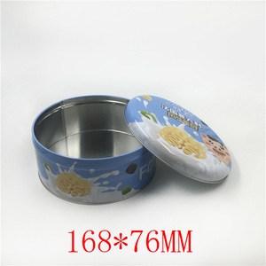 Custom Printed 168x76mm Large Round <b>Metal</b> Tin <b>Box</b> Food Grade Biscuit Cookies Packaging Tinplate Can Container with Lid - Product Image 4