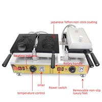Machine à gaufres Taiyaki en forme de poisson à bouche ouverte, avec revêtement antiadhésif CE, chauffage électrique, 2 par lot