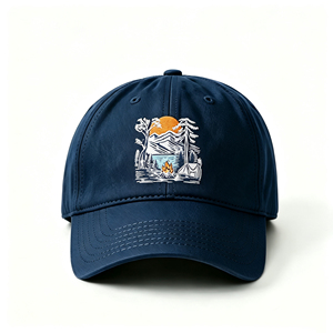 Gorra de Béisbol de 6 Paneles de Algodón con Bordado de Paisaje de Camping, Gorra de Sol Ligera y Transpirable para Senderismo, Correr y Deportes al Aire Libre - Product Image 1