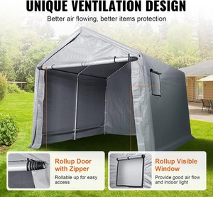 Grande tente de rangement avec fenêtres 10x10 pieds, auvent extérieur pour voiture et <span class=keywords><strong>moto</strong></span>, abri de garage portable - Product Image 2