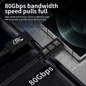 Câble USB-C Thunderbolt 5 Type-C 80G haute vitesse 5A à charge rapide PD, conducteur en cuivre pur, gaine en nylon tressé pour <span class=keywords><strong>appareil</strong></span> photo et ordinateur - Product Image 6