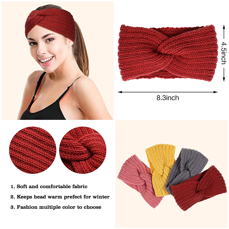 cable knitted headband for women high quality cheap custom warm knitted cross headband knit headband winter