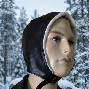 HMB-907A LEATHER VINTAGE HAT CAPTAIN <b>CAP</b> FUR LINING <b>WINTER</b> HATS - Product Image 2