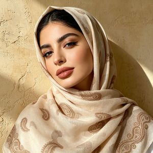Women Paisley Hollow Out Headscarf, 90cm Lightweight Breathable Fashion <b>Square</b> <b>Scarf</b> - Product Image 2