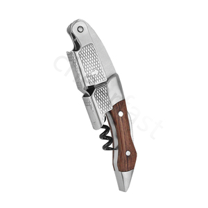 Poignée en bois de haute qualité avec pointe argentée ouvre-vin pour outils de Bar Double tête en acier ouvre-vin en bois de rose <span class=keywords><strong>tire</strong></span>-<span class=keywords><strong>bouchon</strong></span> - Product Image 1
