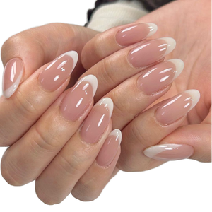 Venta directa de fábrica, 24 Uds., prensa pura francesa de almendras en las uñas, diseño de uñas Aritical, Uñas postizas - Product Image 1