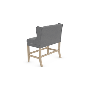 Banqueta de Bar Confortável em Veludo Preto para Proprietários de Restaurantes com Acabamento em Tachas e Pernas de Carvalho, Banqueta Decorativa Luxuosa - Product Image 6