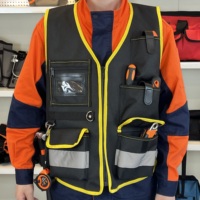 Gilet porte-outils robuste et imperméable en Oxford 600D, personnalisable, respirant, léger, avec porte-badge et support pour marteau, idéal pour le travail (OEM)