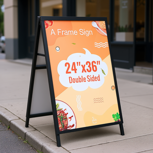 Letrero tipo A de 24x36 pulgadas con marco de acero de doble cara, tablero publicitario para exteriores, expositor de pie. - Product Image 2