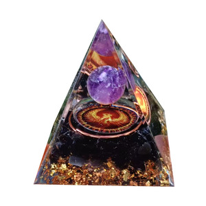 Pyramide de cristal Kogiya, sphère d'améthyste, obsidienne, phénix en résine époxy, décoration artisanale pour la maison, ornement de bureau - Product Image 5