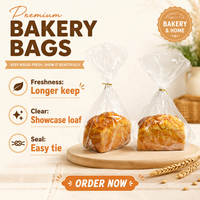 Sacs à pain baguette biodégradables personnalisables avec logo, en plastique OPP, avec fenêtres