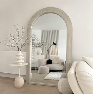 <span class=keywords><strong>Miroir</strong></span> Habillage Élégant en Gros pour Décoration Maison, <span class=keywords><strong>Grand</strong></span> <span class=keywords><strong>Miroir</strong></span> Esthétique Cadre Bois Arc, <span class=keywords><strong>Miroir</strong></span> Pleine Longueur sur Pied pour <span class=keywords><strong>Salon</strong></span> - Product Image 1