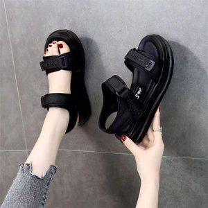 여성용 레드 플랫폼 스포츠 샌들 부드러운 밑창 높은 웨지 슬립온 여름용 - Product Image 3