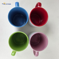 Vente en gros de tasses à sublimation de 11 oz, tasse à café en céramique de qualité supérieure avec intérieur et poignée colorés, revêtement personnalisé, logo personnalisé, grande taille