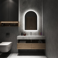 Miroir mural LED intelligent de forme ovale de taille personnalisée avec cadre en aluminium illuminé pour salle de bain avec affichage de l'heure