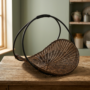 Panier de rangement artisanal rond, style rustique, en fibres végétales, organisateur de salon, porte-jouets - Product Image 2