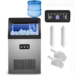 WeWork 60kg/24H gewerbliche Eismaschine mit Flaschenwasser und Wasserhahn 2 Wassereingangsmethoden Würfelußmaschine