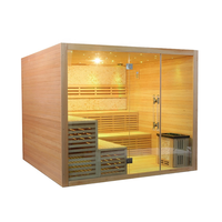 Ruang Sauna Uap Kayu Hemlock Modern Mewah untuk 4-6 Orang dengan Kompor dan Batu Budaya untuk Penggunaan di Villa