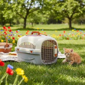 Cage de transport portable classique et robuste anti-stress <span class=keywords><strong>pour</strong></span> chat et <span class=keywords><strong>chien</strong></span> avec bouton-pression, boîte PP homologuée <span class=keywords><strong>pour</strong></span> le transport aérien et les voyages en voiture - Product Image 5