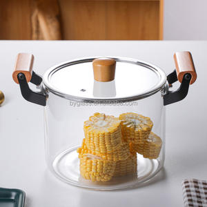 Marmite en verre borosilicaté <span class=keywords><strong>transparent</strong></span> écologique Ollas Grandes de conception moderne sans danger pour les nouilles instantanées - Product Image 2