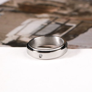 Minimalist Rotating <b>Ring</b> With Diamond Stainless Steel Unisex Everyday Wear SA1215 - Product Image 2