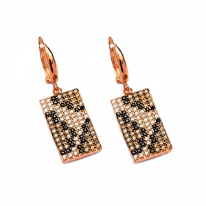 Boucles d'oreilles léopard forme géométrique turque Rectangle Design couleur marron délicate vente en gros bijoux en argent Sterling 925 - Product Image 2