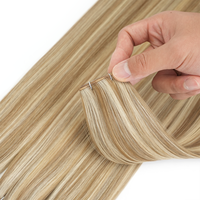 Extensions de cheveux naturels Genius Weft 180g 22 pouces 24 pouces Blond Platine Genius Weft à bandes adhésives et à pointes en kératine Double Drawn Cheveux Remy