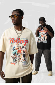 T-shirts décontractés pour hommes en polyester/coton tricoté surdimensionnés, personnalisés avec logo, vente en gros à prix réduit - Product Image 2