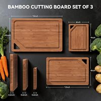 Bamboe snijplank set 3-delig met houder, opvouwbaar design, milieuvriendelijk, diepe sapgroeven