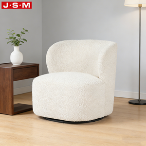<span class=keywords><strong>Canapé</strong></span> de salon moderne minimaliste de style nordique, fauteuil de <span class=keywords><strong>d</strong></span>étente individuel avec base rotative, tissu blanc - Product Image 1