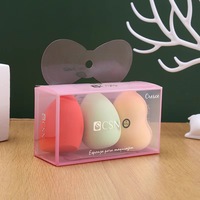 Éponge de maquillage PET transparente personnalisée boîte en plastique de houppette boîte d'emballage pliante pratique avec impression