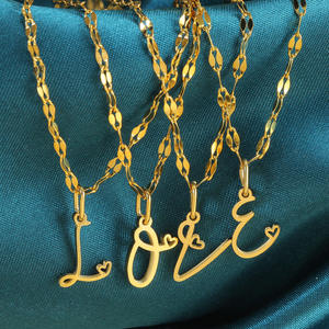 Personnalisé Plaqué Or Acier Inoxydable 26 Coeur <span class=keywords><strong>Lettre</strong></span> Alphabet Pendentif A-Z Initiale Charme DIY Bijoux pour Cadeau - Product Image 6