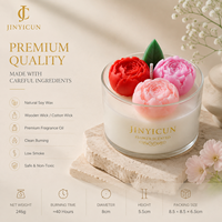 Lilin Aroma Bunga Peony Buatan Tangan dalam Stoples Kaca Lilin Dekoratif Floral untuk Hadiah Rumah Pernikahan Spa OEM Label Pribadi Kustom