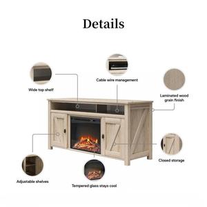 QSZEN 60 pouces meuble <span class=keywords><strong>TV</strong></span> avec cheminée électrique 23 pouces Style moderne bois et matière plastique <span class=keywords><strong>pour</strong></span> RV salon salle à manger - Product Image 6