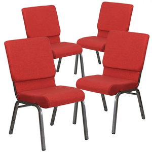 Chaises d'église en acier de qualité supérieure, cadre en métal, accoudoirs en tissu, couleur bordeaux, chaise d'église en cuir synthétique, chaise d'autel - Product Image 3
