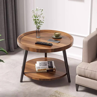 Table basse ronde à 2 niveaux en MDF durable et écologique, table d'appoint moderne et portable, meubles de décoration pour la maison, le bureau et le salon