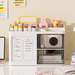 Multi-functional <b>Drawer</b> File Stand Office Desk Small Grid Pen Holder <b>Storage</b> Box Student Dormitory Home Use Shelf - Product Image 1