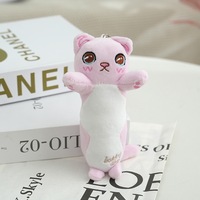 Porte-clés en peluche chat super kawaii de 4 pouces, jouet en peluche doux, mini poupée moelleuse de dessin animé, breloque de sac, pendentif, porte-clés