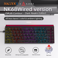Clavier de jeu mécanique filaire Ajazz NK68 USB Type-C rétroéclairé RGB programmable avec touches ergonomiques disposition anglaise pour PC portable