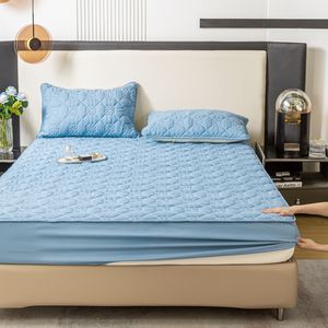 Drap-<span class=keywords><strong>housse</strong></span> matelassé en coton pour bébé, classe A, 360 °   Protège-matelas antidérapant, doux et chaud, lavable en machine - Product Image 2