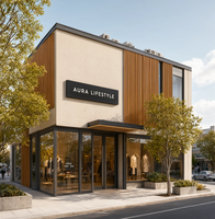 Boutique de mode en structure métallique, magasin de vente au détail préfabriqué, grande vitrine en verre, magasin de vêtements commercial préfabriqué