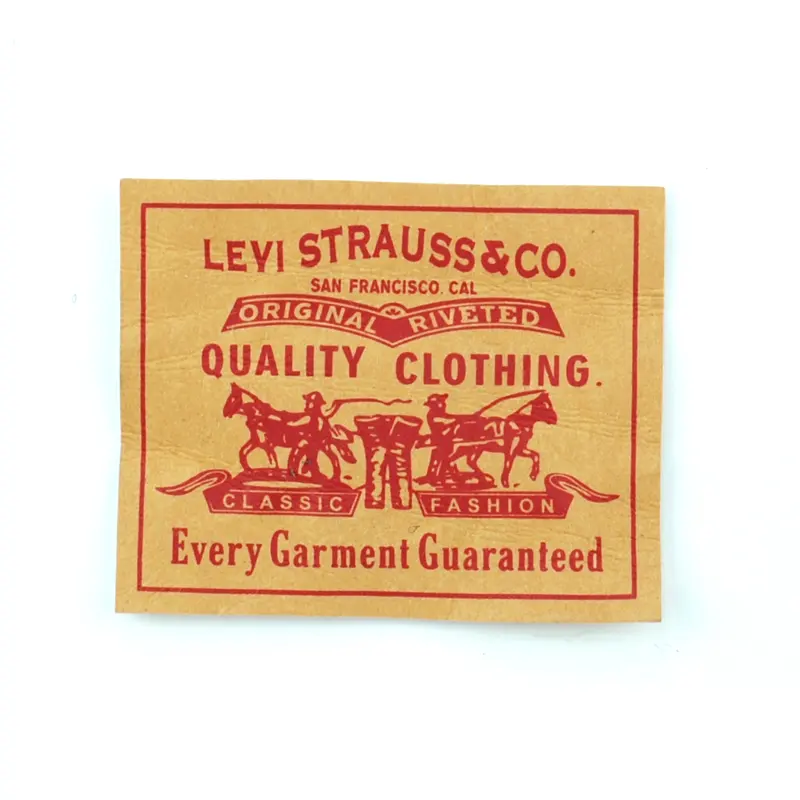 Custom Kraft paper label for jeans Print red logo