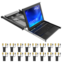 Konsol KVM Switch Drawer Rackmount LED 17'' 16 Port + 16 Paket Kabel, MT-VIKI USB VGA LCD KVM Switch 16 in 1 Out