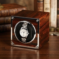 Boîte à remontoir de montre portable en bois carrée de luxe, protection unique, remontoir de montre rotatif, boîte de rangement pour montre