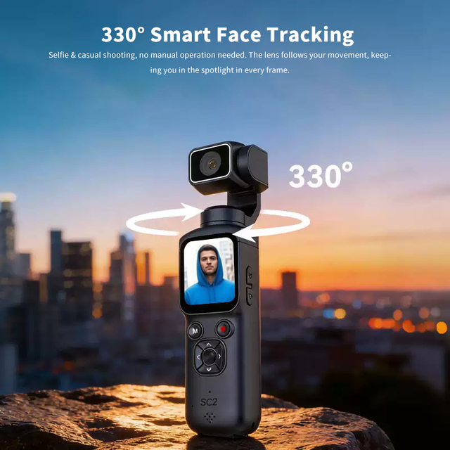 Handheld Video Camera with a 1.7-inch Touch Screen, Intelligent Face Tracking, MicroSD Card Slot, Suitable for Blog Shooting