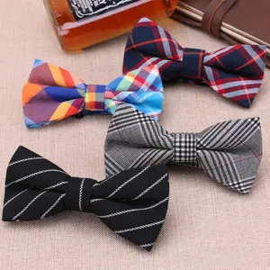 Groothandel Bruidegom Formele Slijtage Bowtie Multicolor Plaid Streep Katoen Man Bow Tie