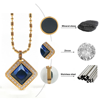 Collier pendentif carré en acier inoxydable avec zircon, énergie quantique, logo personnalisé, application de soins de santé, emballage cadeau, marque CAMAZ